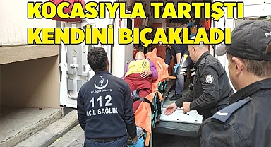 Kocasıyla tartışan kadın kendini bıçakladı