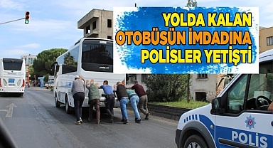 Yolda kalan otobüsün imdadına polis ekipleri yetişti