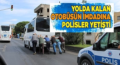 Yolda kalan otobüsün imdadına polis ekipleri yetişti