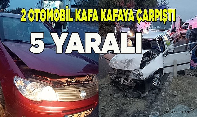 2 otomobil kafa kafaya çarpıştı: 5 yaralı