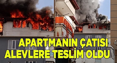 Apartmanın çatısı alevlere teslim oldu