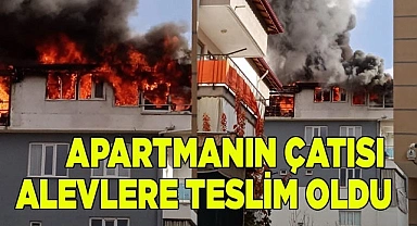 Apartmanın çatısı alevlere teslim oldu