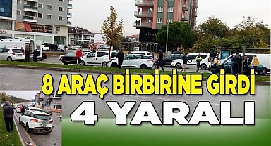 Denizli’de 8 aracın karıştığı zincirleme kazada 4 kişi yaralandı