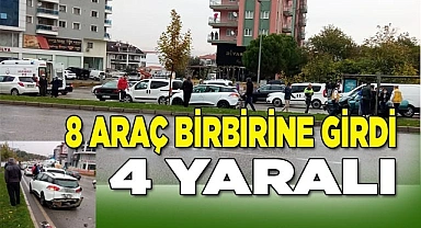 Denizli’de 8 aracın karıştığı zincirleme kazada 4 kişi yaralandı