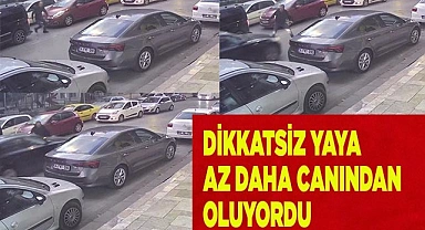 Dikkatsiz yaya az daha canından oluyordu