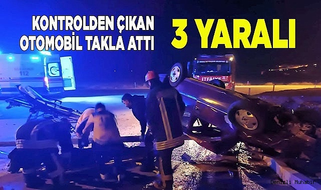Kontrolden çıkan otomobil kavşakta takla attı: 3 yaralı