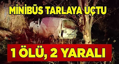 Tarlaya uçan minibüs gence mezar oldu; 1 ölü, 2 yaralı