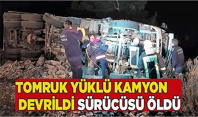 Tomruk yüklü kamyon devrildi sürücüsü öldü