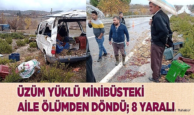 Üzüm yüklü minibüsteki aile ölümden döndü; 8 yaralı