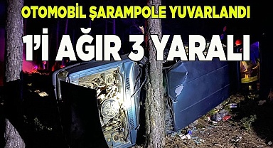 Aileyi taşıyan otomobil şarampole yuvarlandı; 1'i ağır 3 yaralı
