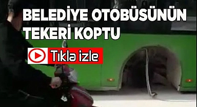 Belediye otobüsünün tekeri koptu