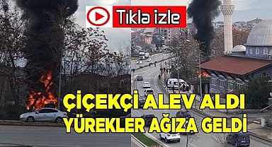 Çiçekçide çıkan yangın korkuttu