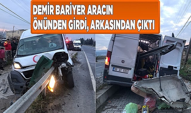 Demir bariyer aracın önünden girdi, arkasından çıktı