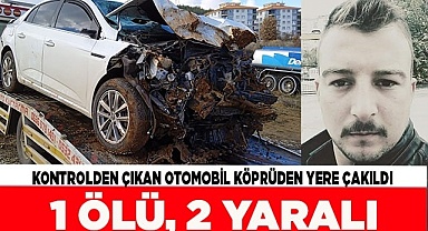 Kontrolden çıkan otomobil köprüden yere çakıldı: 1 ölü, 2 yaralı