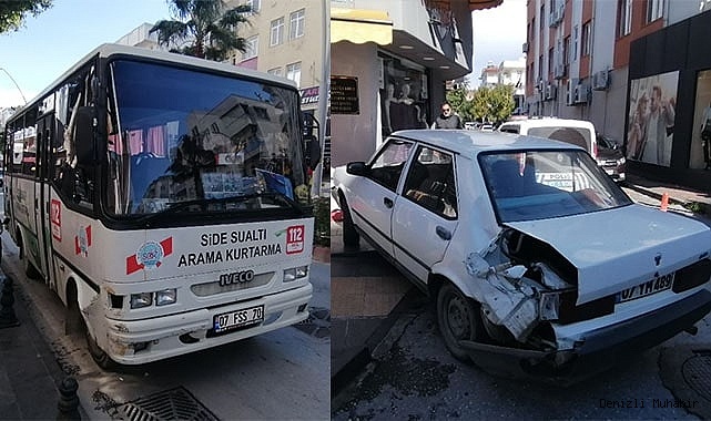 Deprem bölgesine giden minibüs ile otomobil çarpıştı