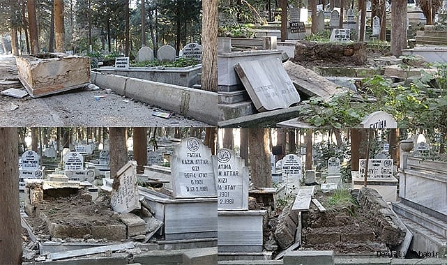 Hatay'da deprem sonrası mezarlar hasar gördü, bazıları yola uçtu
