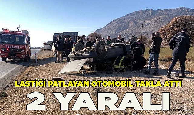 Lastiği patlayan otomobil takla attı: 2 yaralı