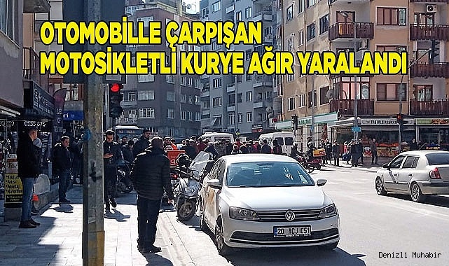 Otomobille çarpışan motosikletli kurye ağır yaralandı