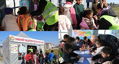 Sarayköy Belediyesi, çadır kente oyun çadırı kurdu