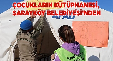 Sarayköy Belediyesi, deprem bölgesindeki çadır kente mobil kütüphane kurdu