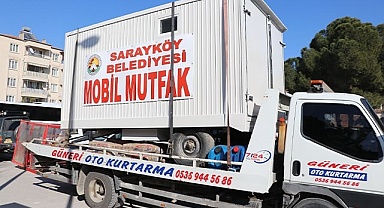 Sarayköy’den  mobil mutfak, seyyar tuvalet, banyo ve oyun çadırı gönderildi