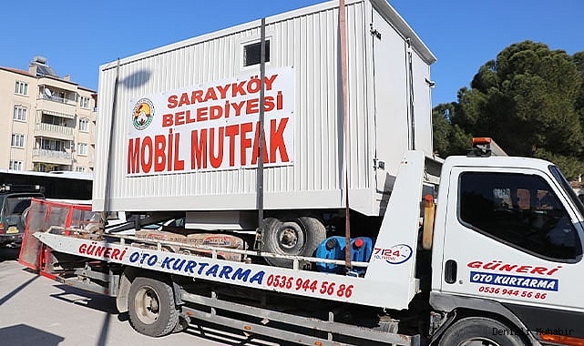 Sarayköy’den  mobil mutfak, seyyar tuvalet, banyo ve oyun çadırı gönderildi
