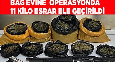Bağ evine  operasyonda 11 kilo esrar ele geçirildi