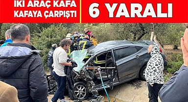 İki araç kafa kafaya çarpıştı: 6 yaralı