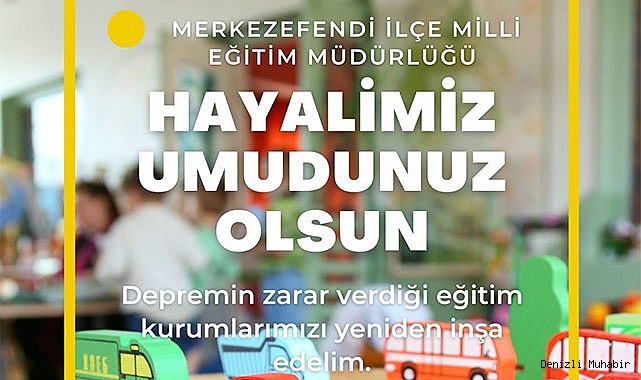 MİLLİ EĞİTİM, DEPREM BÖLGESİNE ANAOKULU YAPIMI KAMPANYASI BAŞLATTI