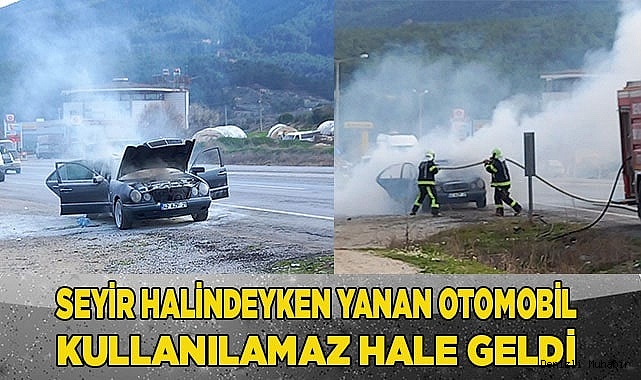Seyir halindeyken yanan otomobil kullanılamaz hale geldi