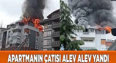 Site içinde bulunan apartmanın çatısı alev alev yandı