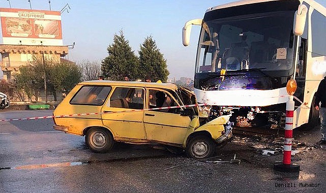 Otomobil ile yolcu otobüsü çarpıştı: 1 ölü