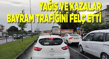 Yağış ve kazalar bayram trafiğini felç etti