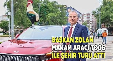 Başkan Zolan makam aracı TOGG ile şehir turu attı