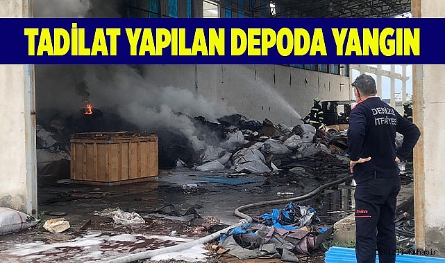 Tadilat yapılan depoda yangın çıktı