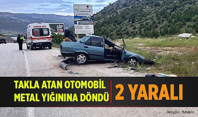 Takla atan otomobil metal yığınına döndü: 2 yaralı