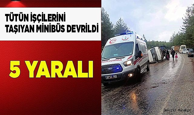 Tütün işçilerini taşıyan minibüs devrildi: 5 yaralı
