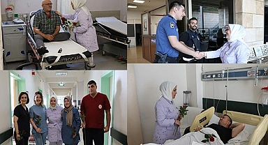 Bayramın ilk saatlerine polisler, sağlık görevlileri, hastalar ve hasta yakınları ile girdi