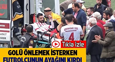 Golü önlemek isterken futbolcunun ayağını kırdı