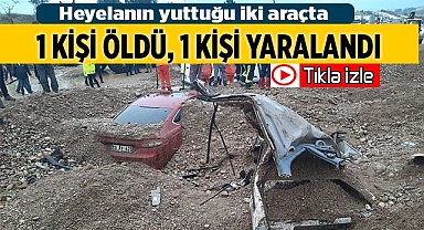 Heyelanın yuttuğu iki araçta 1 kişi öldü, 1 kişi yaralandı