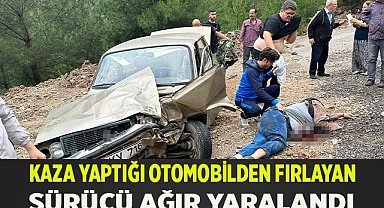 Kaza yaptığı otomobilden fırlayan sürücü ağır yaralandı