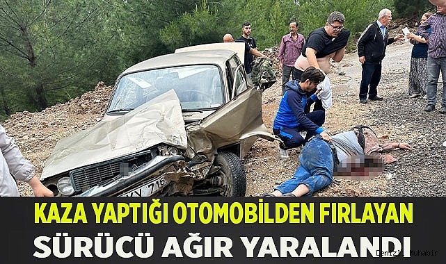 Kaza yaptığı otomobilden fırlayan sürücü ağır yaralandı