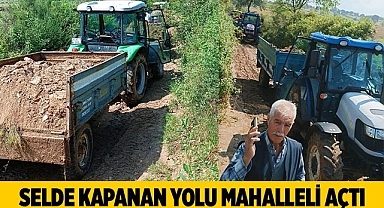 Selde kapanan yolu mahalleli açtı