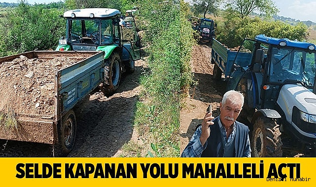 Selde kapanan yolu mahalleli açtı