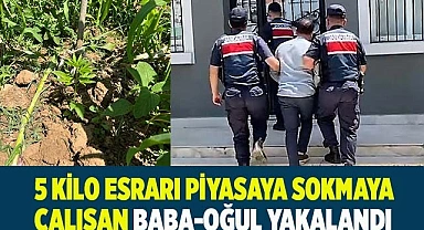 5 kilo esrarı piyasaya sokmaya çalışan baba-oğul yakalandı