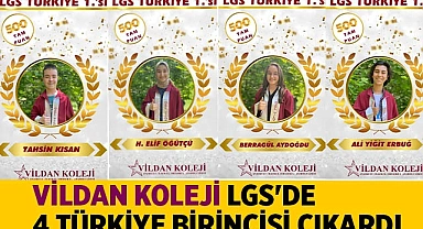 Vildan Koleji LGS'de 4 Türkiye Birincisi Çıkardı