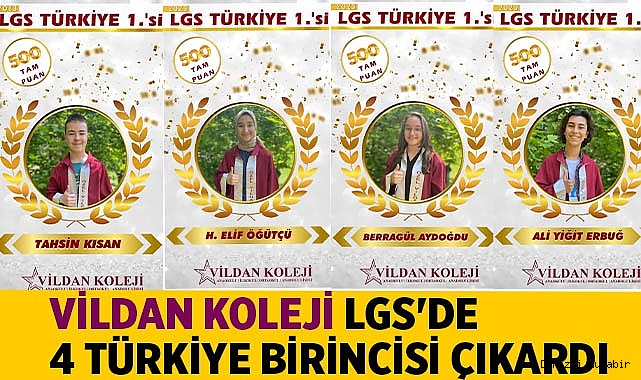 Vildan Koleji LGS'de 4 Türkiye Birincisi Çıkardı