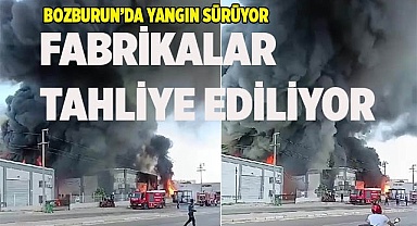Yanan geri dönüşüm tesisinin etrafındaki fabrikalar tahliye ediliyor
