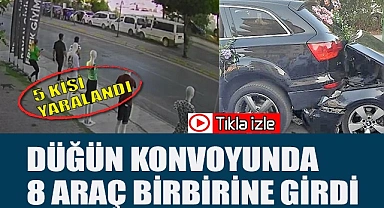 Gelin arabası dahil 8 araç birbirine girdi
