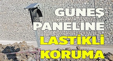 Güneş paneline lastikli koruma